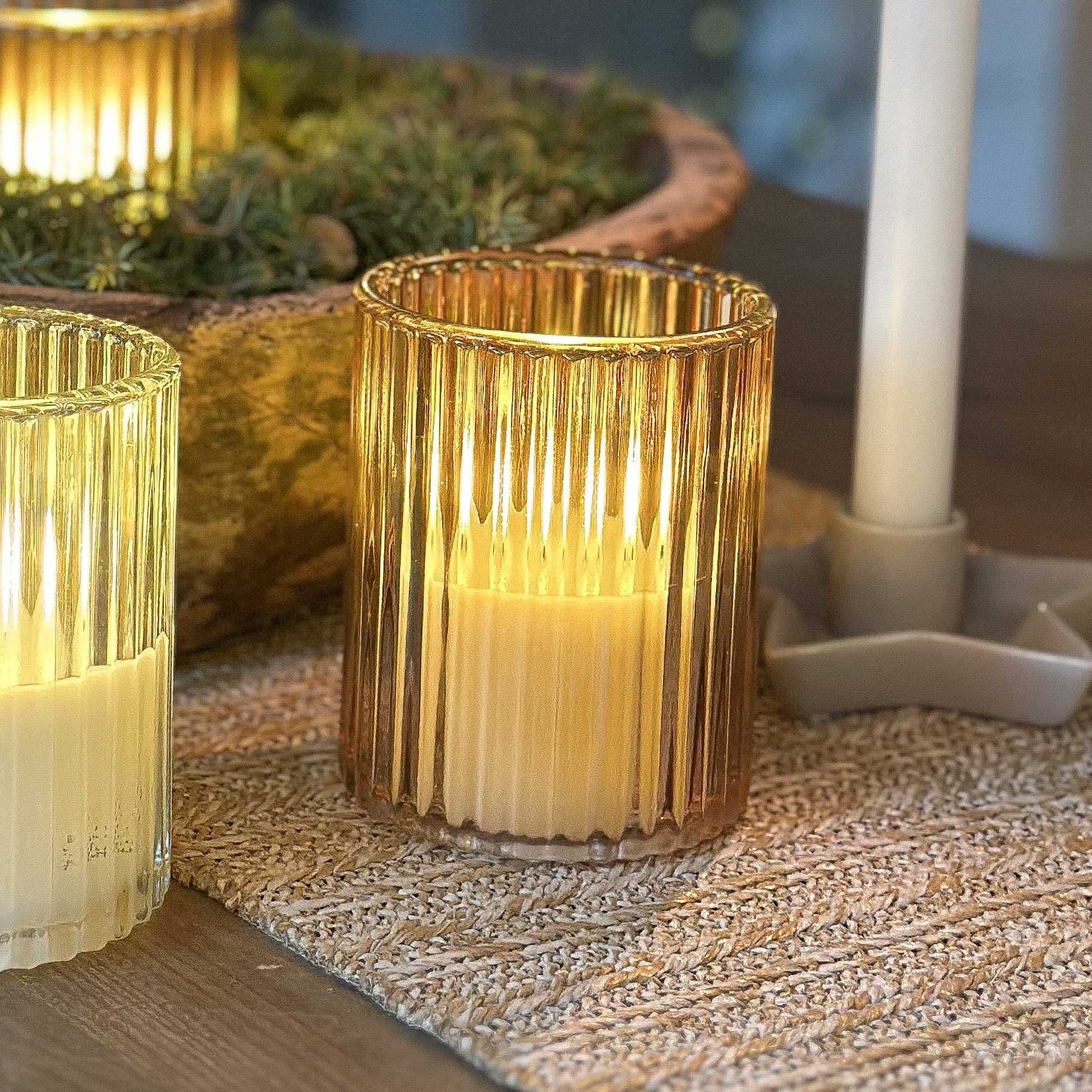 LED Kerze im Glas "Aurora Amber" 11cm Braun 1 oder 2er Set - Wohnen auf dem Land