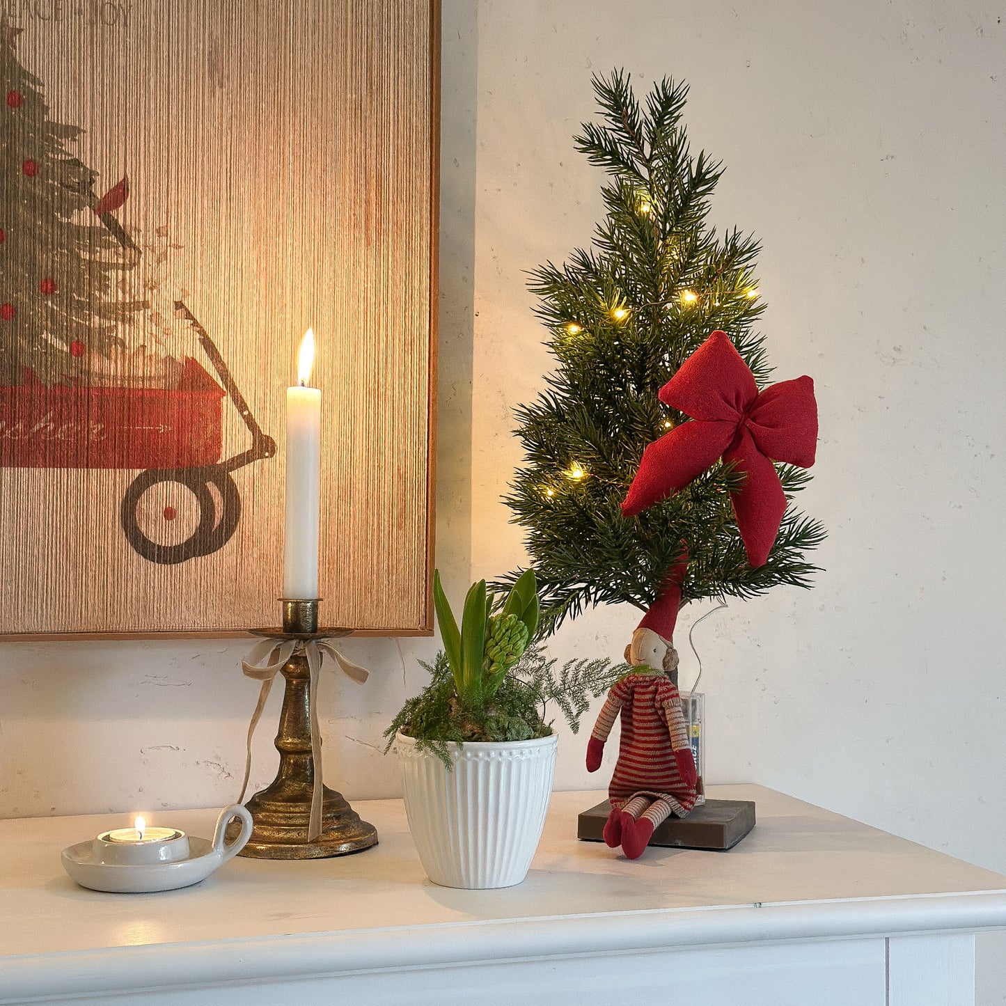 Schleife Deko zum Hängen "Scandi Bow" Stoff Rot oder Grün - Wohnen auf dem Land