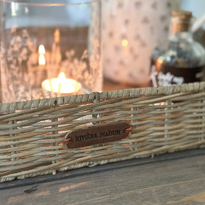 Tablett Korb "Happy Heart" Herzgriff Rattan Rustic Natur 51cm