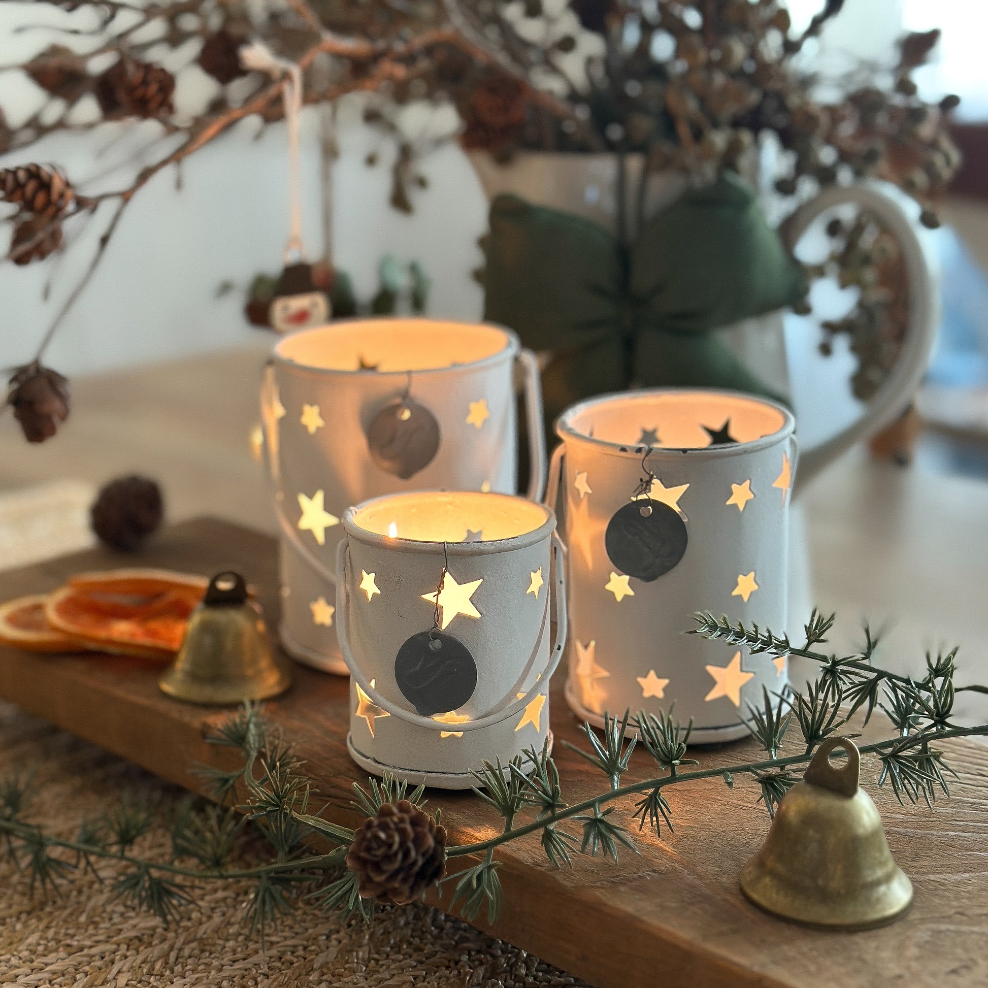 Laternen-Set "Starry Light" Metall Rund Weiß 6-9cm 3er Set - Wohnen auf dem Land