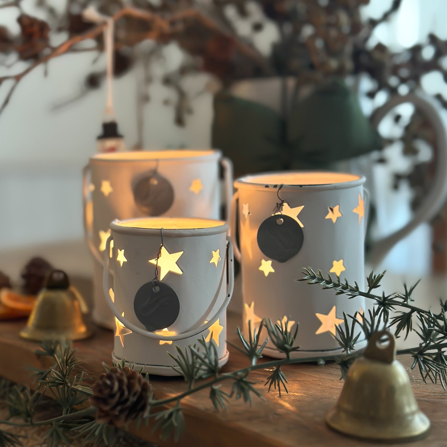 Laternen-Set "Starry Light" Metall Rund Weiß 6-9cm 3er Set - Wohnen auf dem Land