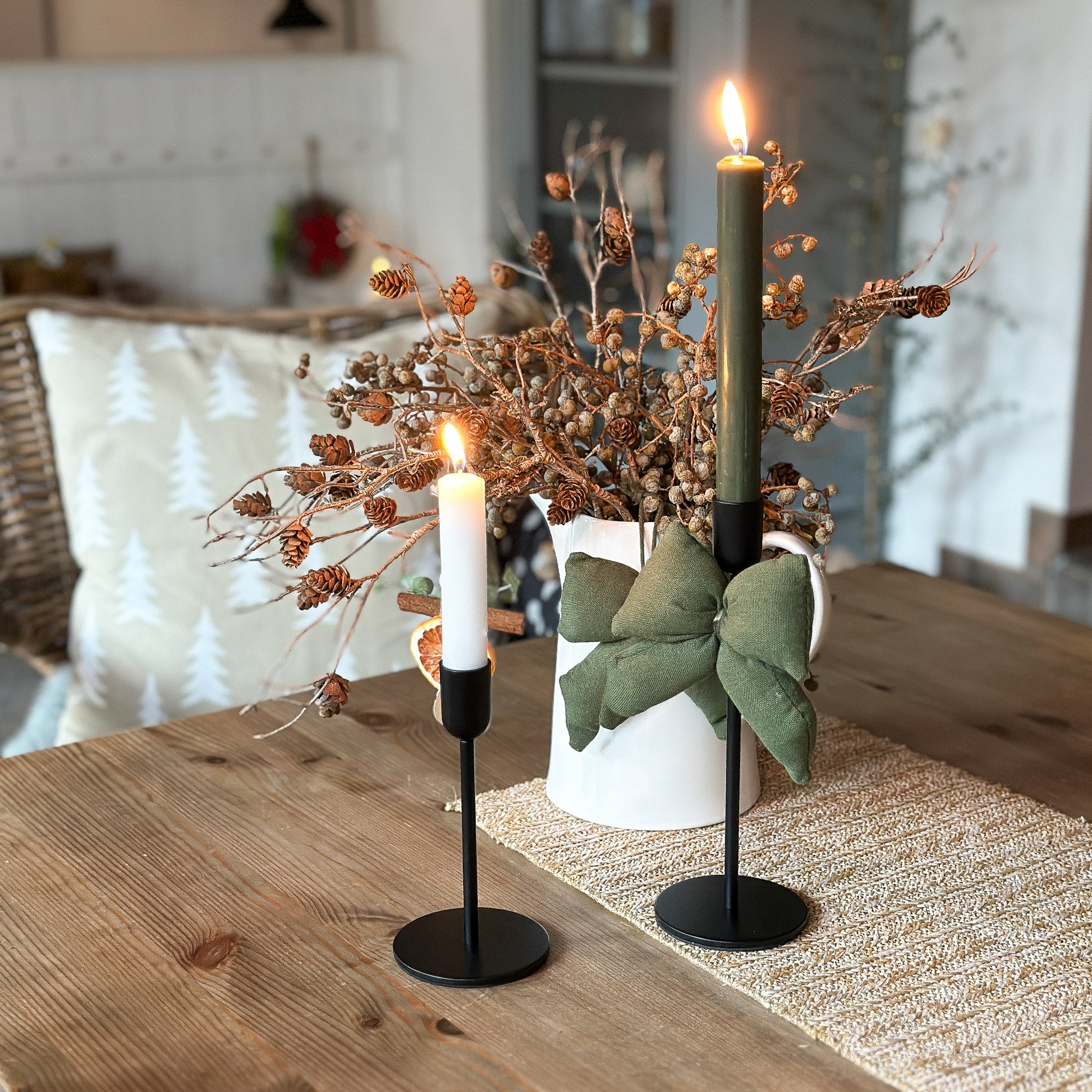 Kerzenhalter-Set für Stabkerzen "Skandi Twins" Metall 2 Farben 15-22cm - Wohnen auf dem Land