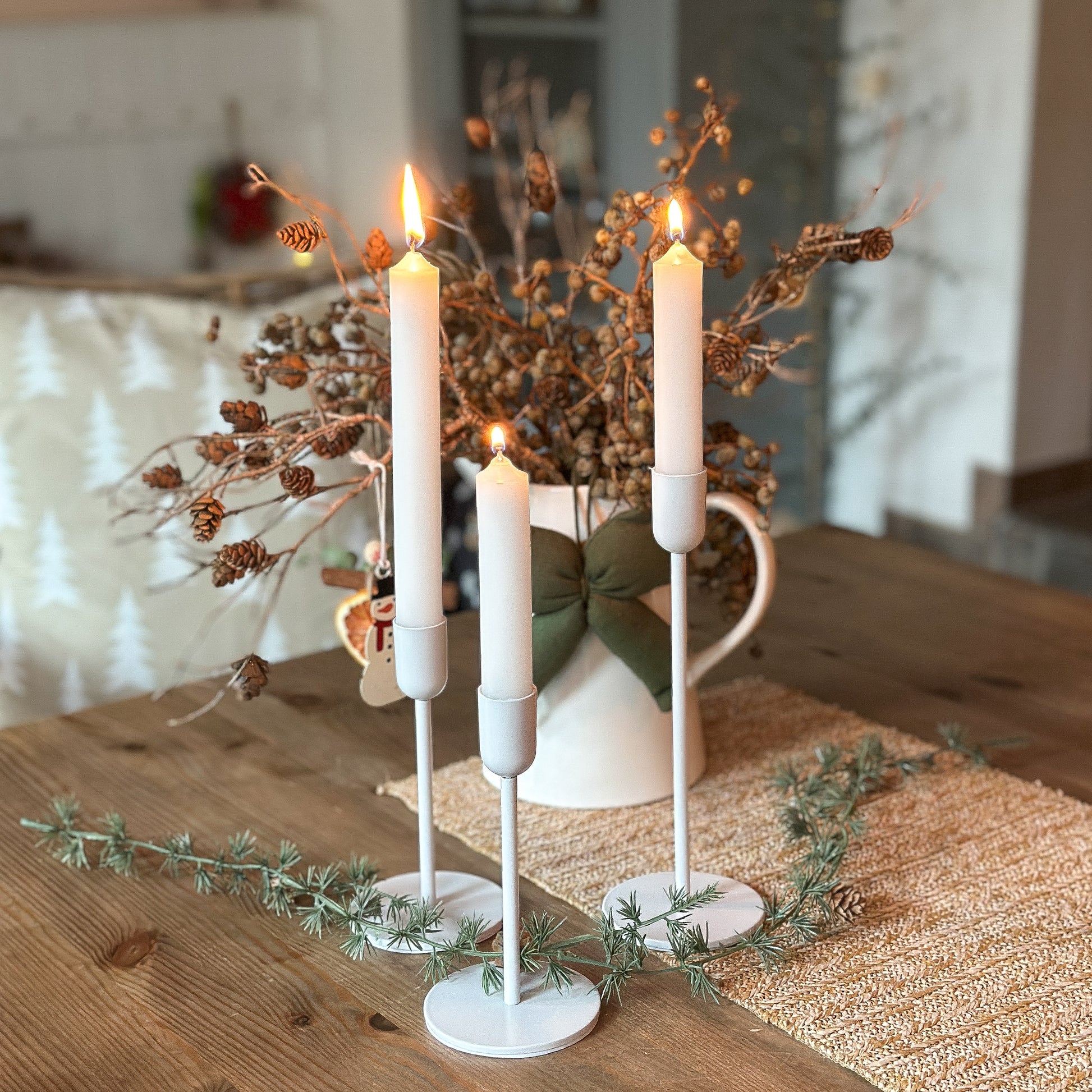 Kerzenhalter-Set für Stabkerzen "Skandi Twins" Metall 2 Farben 15-22cm - Wohnen auf dem Land