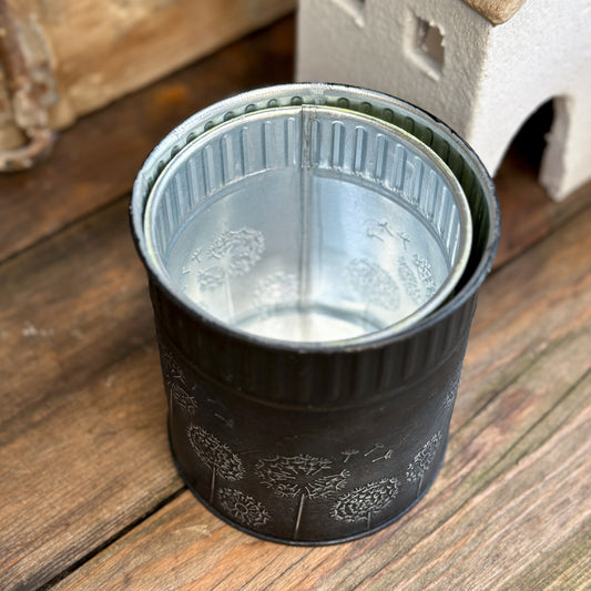 Dose Vase "Dandelion" Metall Vintage 2er Set 3 Varianten