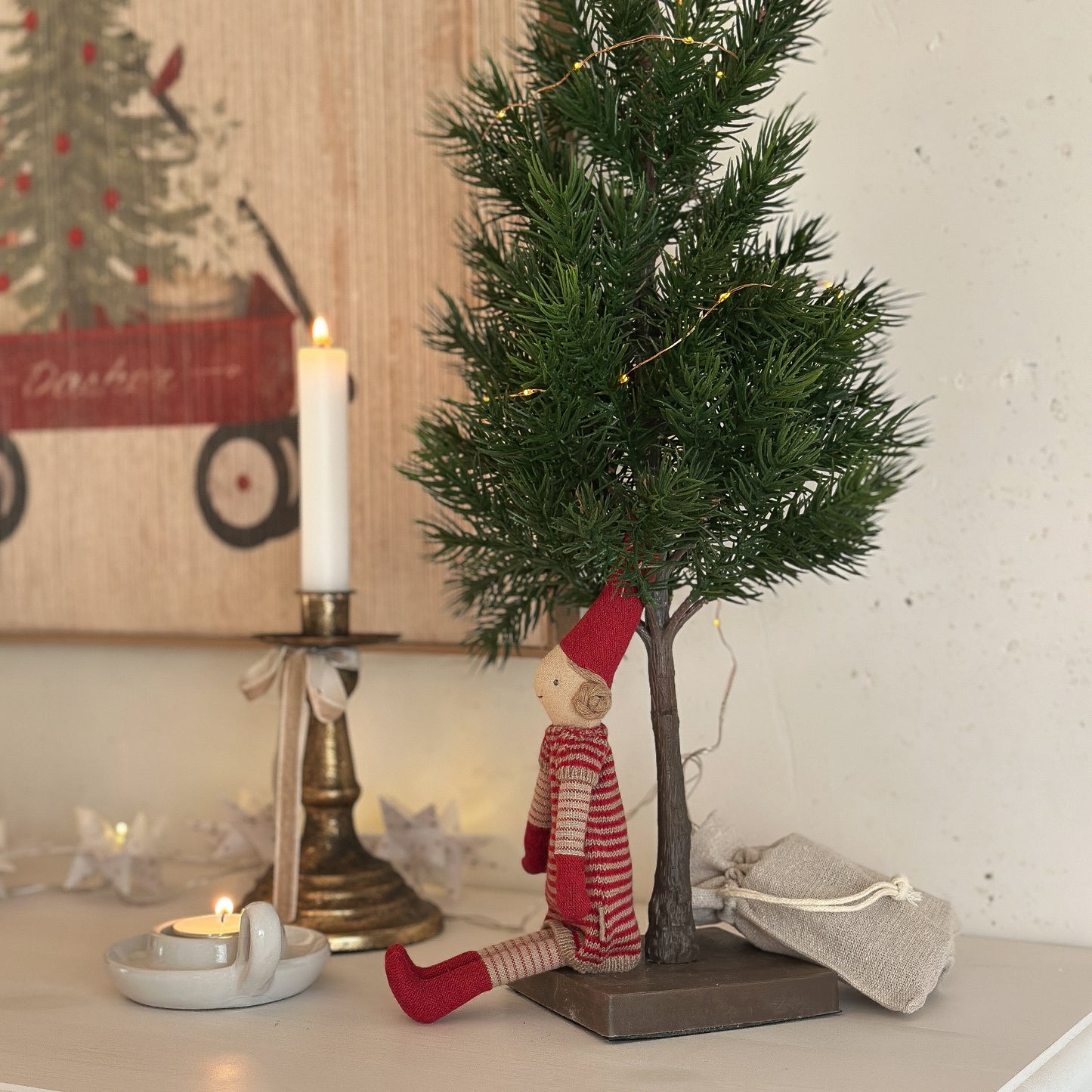 Beutel Säckchen Batterie-Versteck "Mini Bag" Stoff natur 10cm - Wohnen auf dem Land