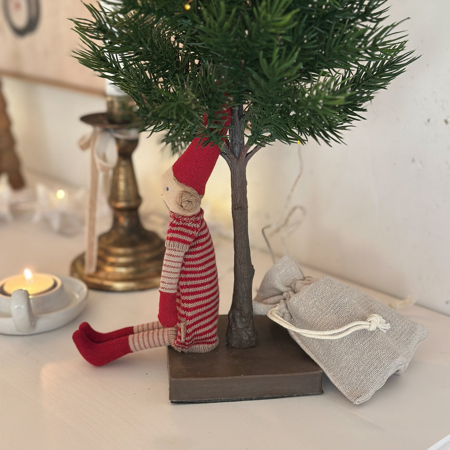 Beutel Säckchen Batterie-Versteck "Mini Bag" Stoff natur 10cm - Wohnen auf dem Land