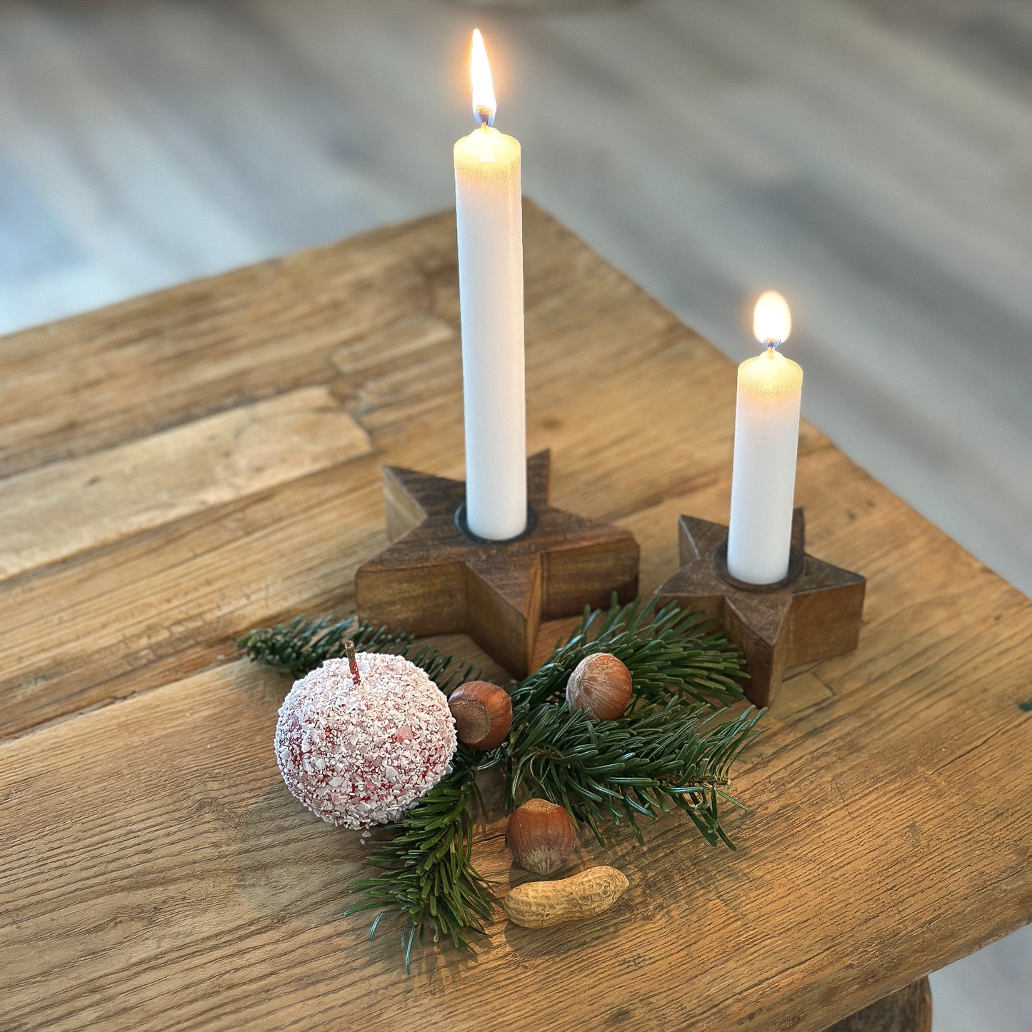 Kerzenhalter Set "Rustic Stars" für 2,2 cm Kerzen Altholz UNIKA 2er Set