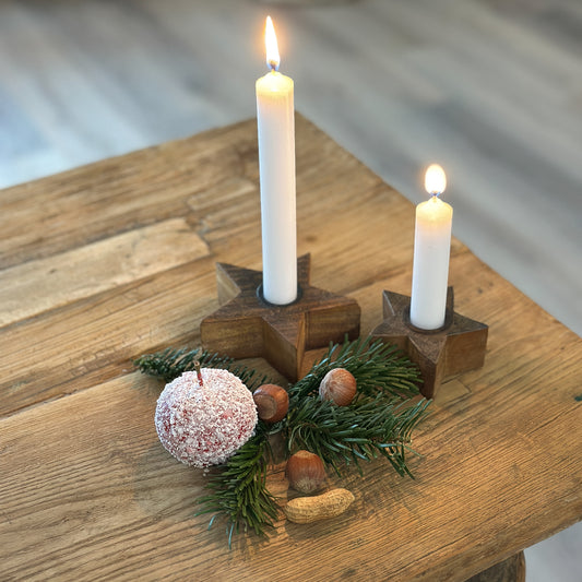 Kerzenhalter Set "Rustic Stars" für 2,2 cm Kerzen Altholz UNIKA 2er Set