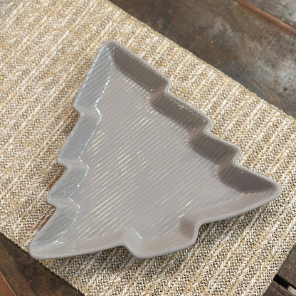 Schale Weihnachten "Tanne" Keramik Grau 27x26cm *Restposten*