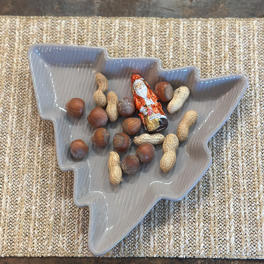 Schale Weihnachten "Tanne" Keramik Grau 27x26cm *Restposten*
