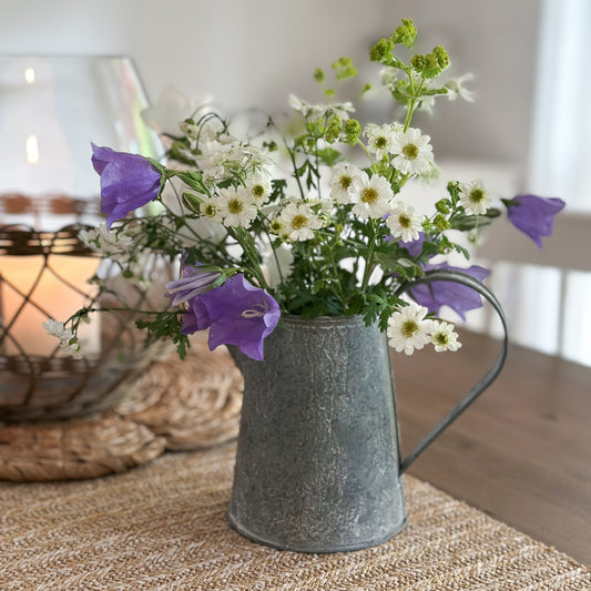 Kanne Krug Vase "Petite Provence" Zink Antik Grau 14cm