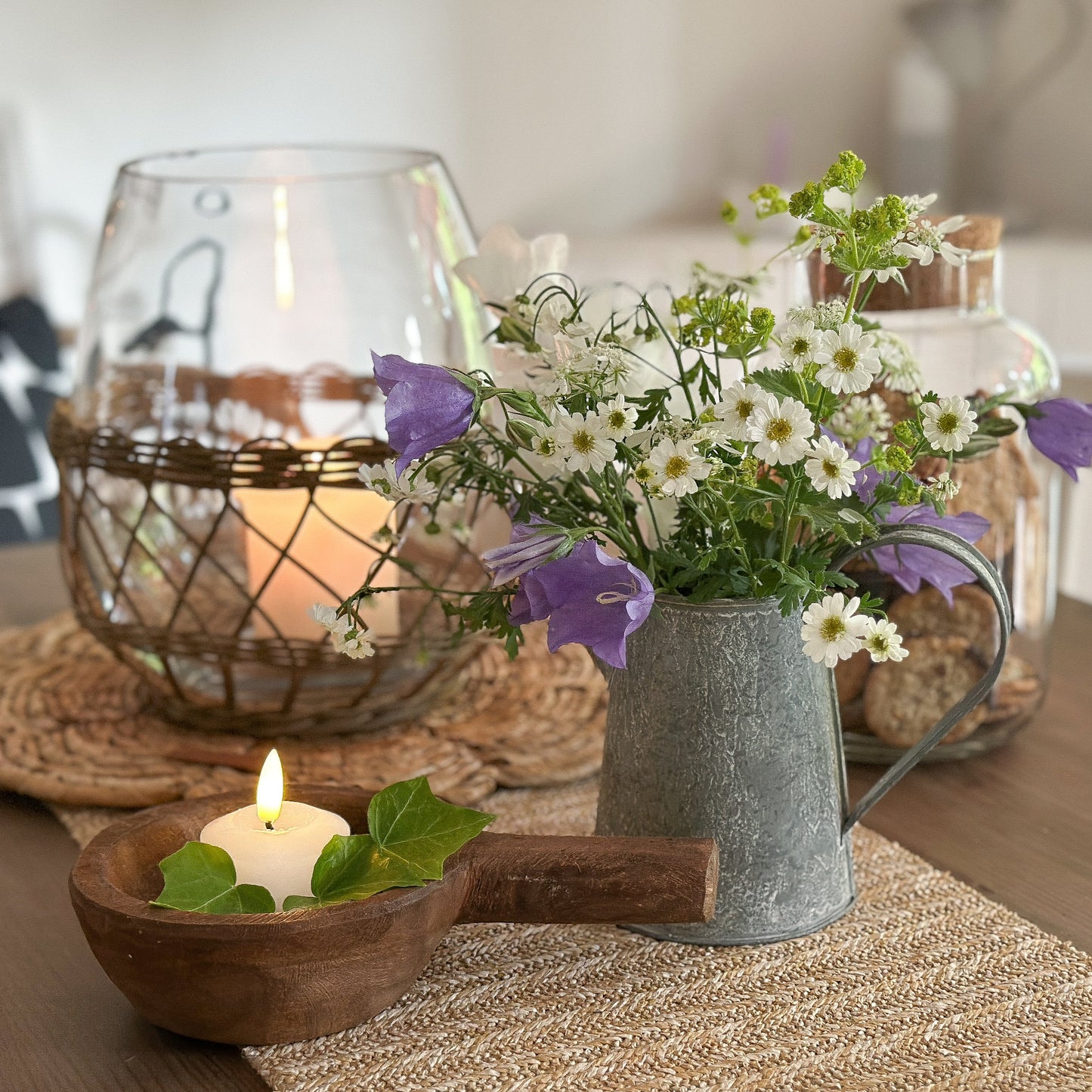 Kanne Krug Vase "Petite Provence" Zink Antik Grau 14cm