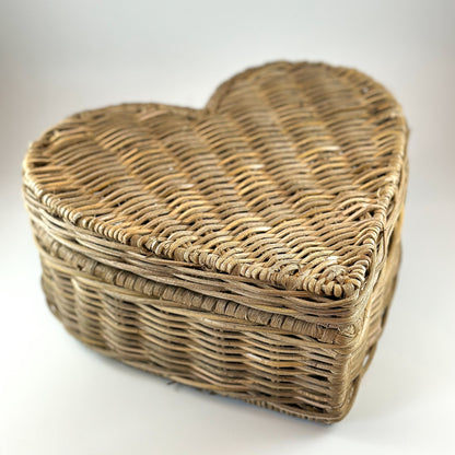 Korb Box „Herz" Rattan mit Deckel