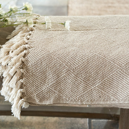 Plaid Decke „Bursa“ Baumwollmix Taupe 180cm