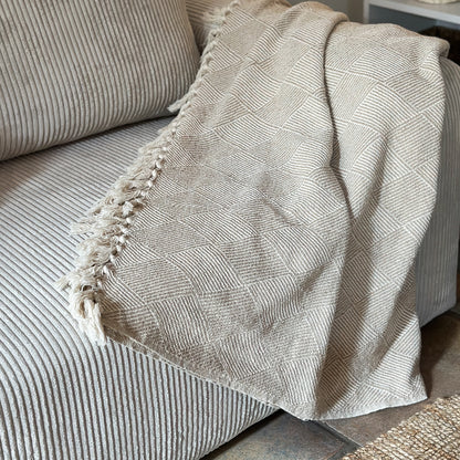 Plaid Decke „Bursa“ Baumwollmix Taupe 180cm