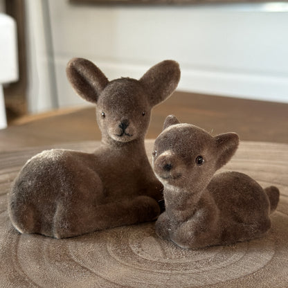 Deko Rehkitze "Waldfreunde" beflockt Braun 2er Set 7,5cm