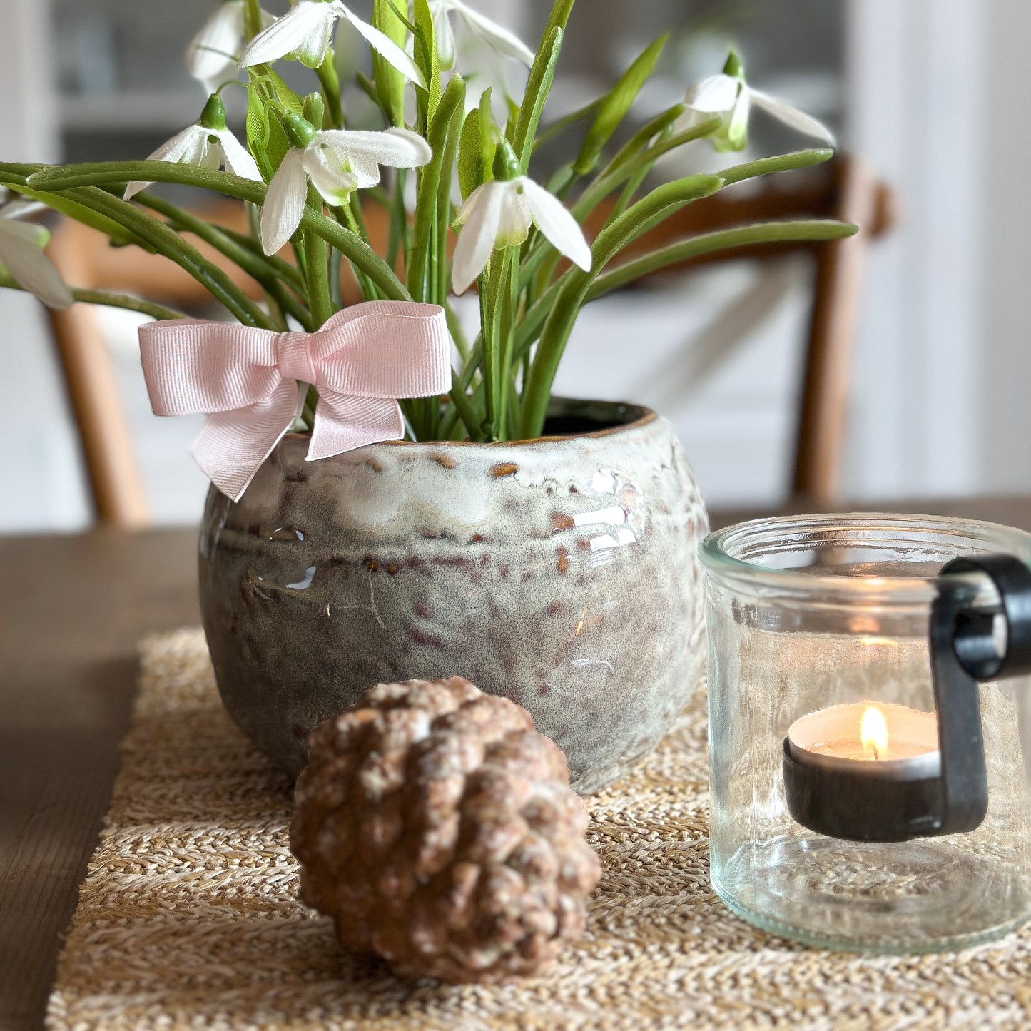 Blume Topf "White Kiss" Schneeglöckchen künstlich weiß 22cm