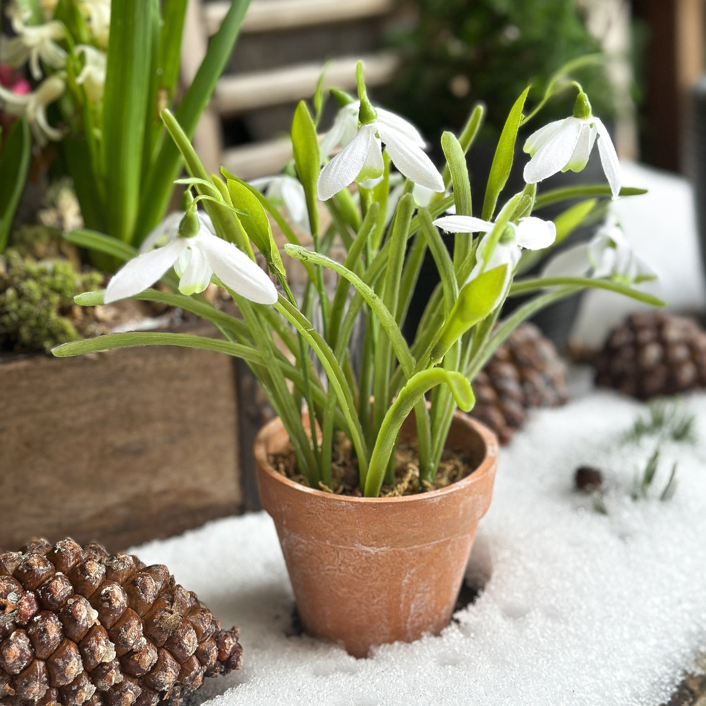 Blume Topf "White Kiss" Schneeglöckchen künstlich weiß 22cm