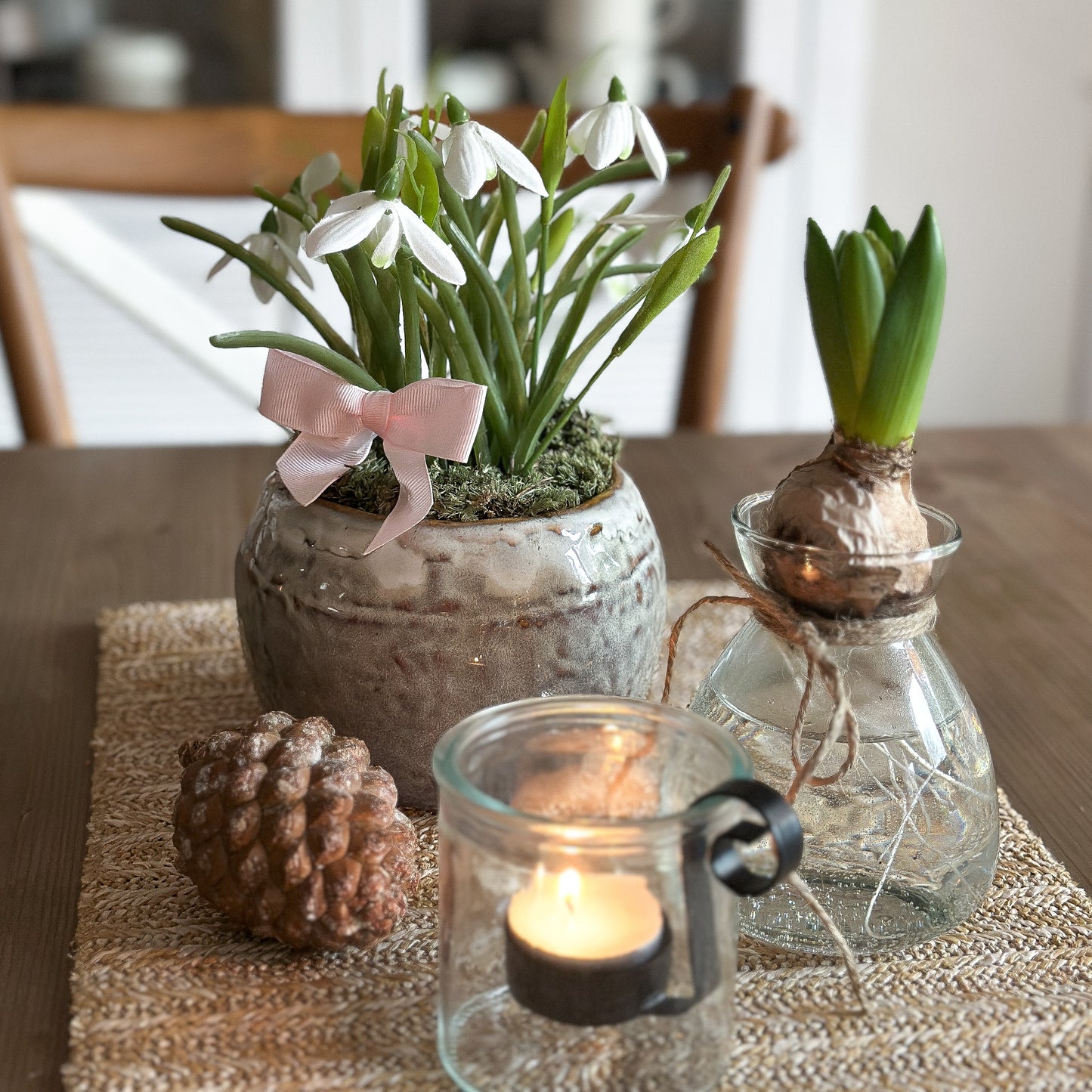 Blume Topf "White Kiss" Schneeglöckchen künstlich weiß 22cm