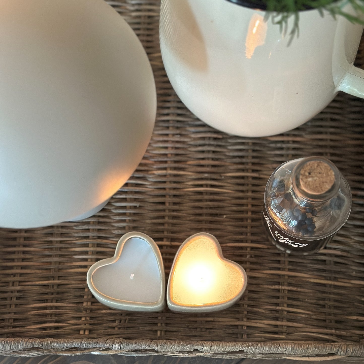 Kerzen Geschenk Set Herz "Hanne" Creme 2er Set
