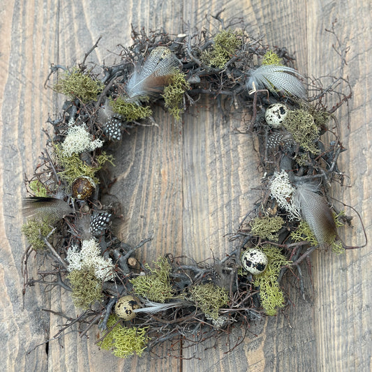 Kranz mit Feder und Wachteleiern "Pasja" Natur 35cm