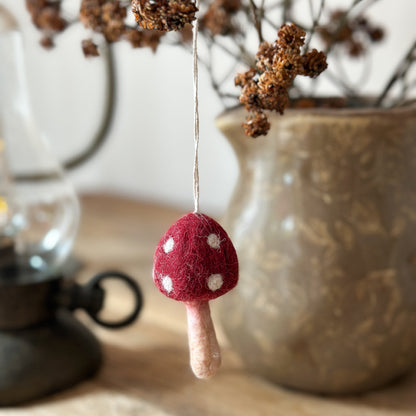 Deko Pilze "Natural Mushrooms Red" Filz 3er Set 7cm