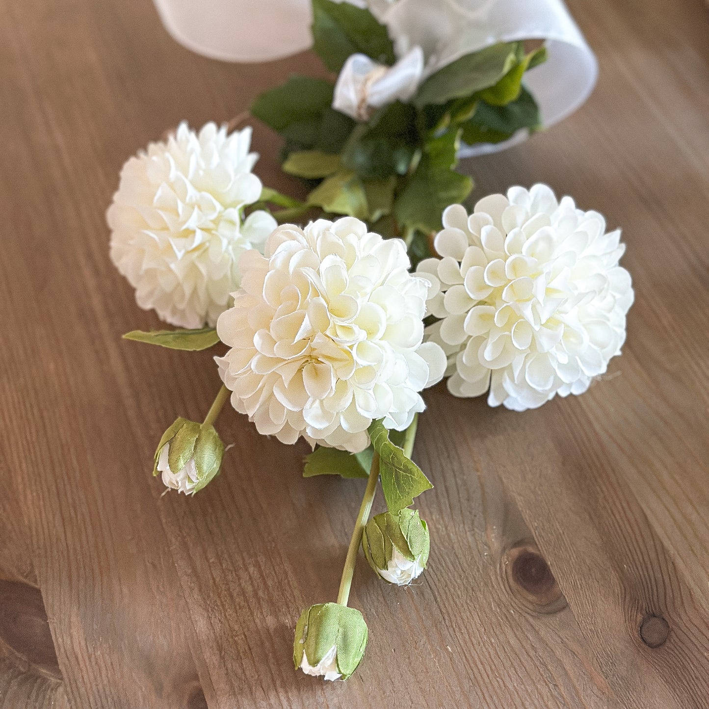Blume Stiel Dahlie "Clara" künstlich weiß 60cm
