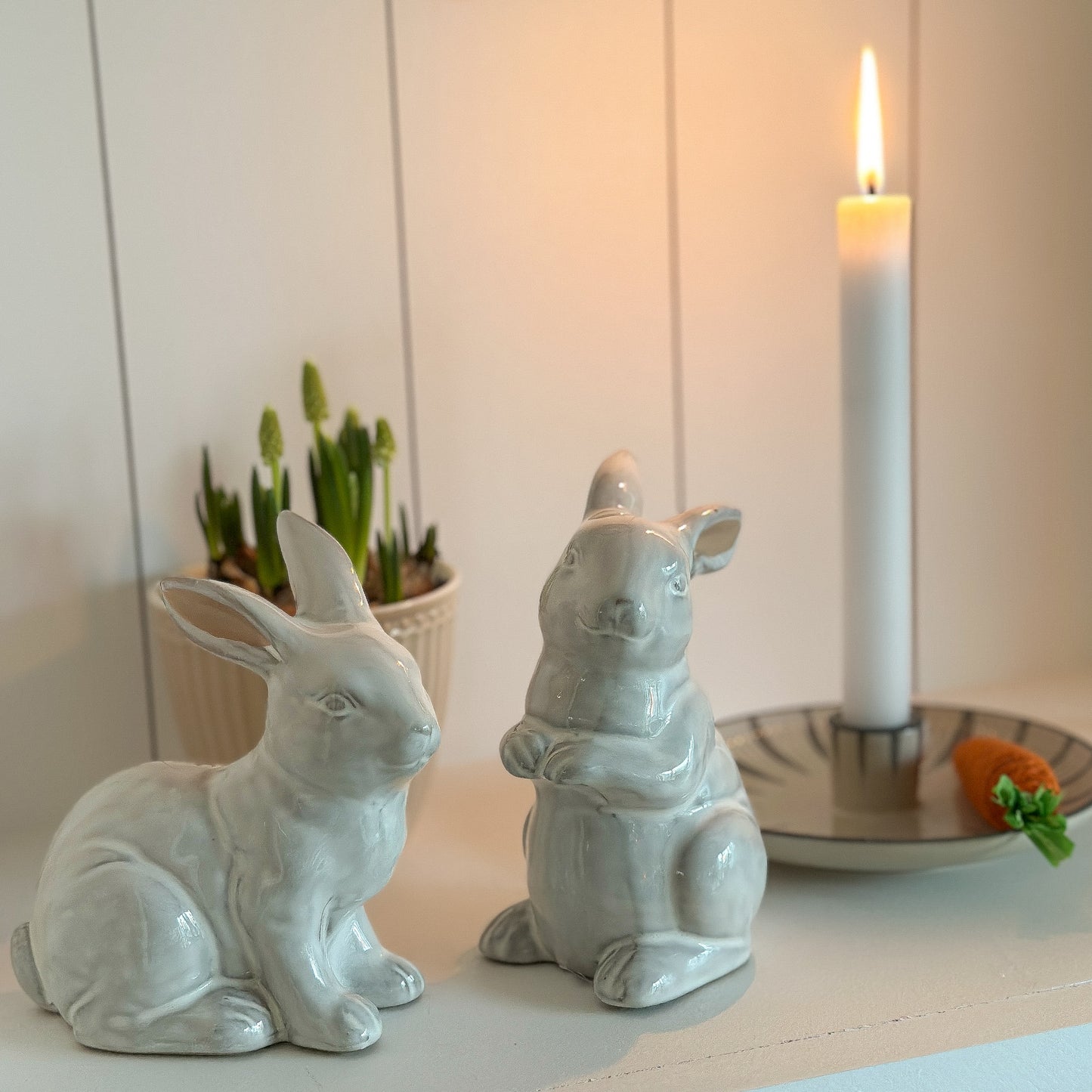 Deko Figur Hase „Oskar & Emil“ Keramik Creme 2 Varianten