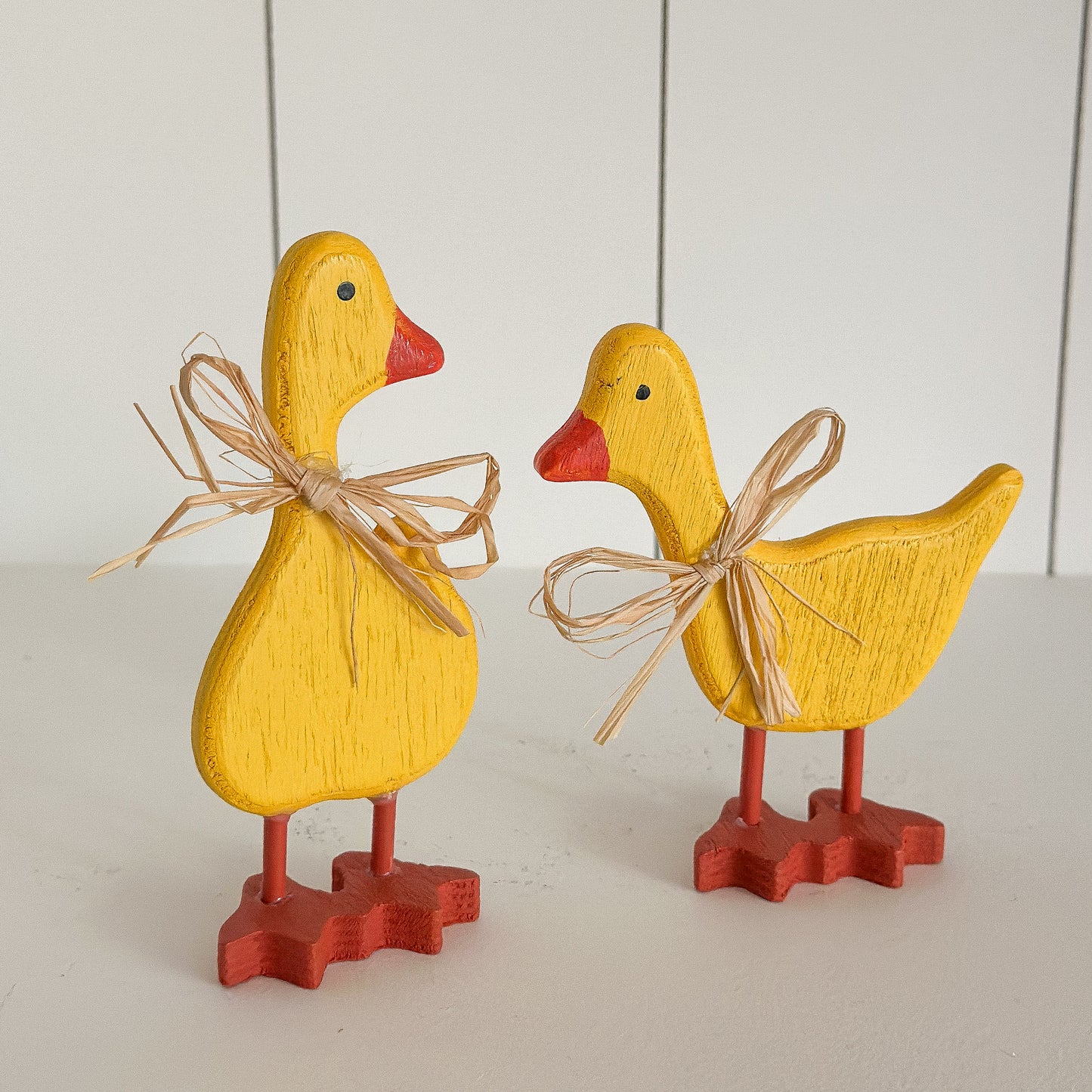 Deko Enten 2er Set "Marta & Else" Holz gelb 13cm