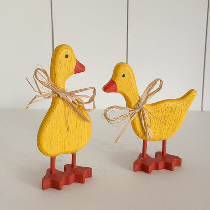 Deko Enten 2er Set "Marta & Else" Holz gelb 13cm