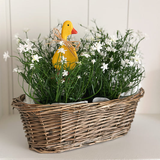 Deko Enten 2er Set "Marta & Else" Holz gelb 13cm