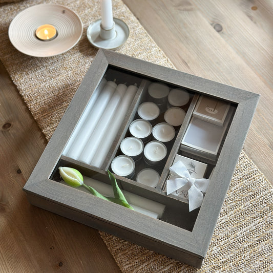 Besteckkasten Box Display "Helene" Holz Grau 30cm - Wohnen auf dem Land