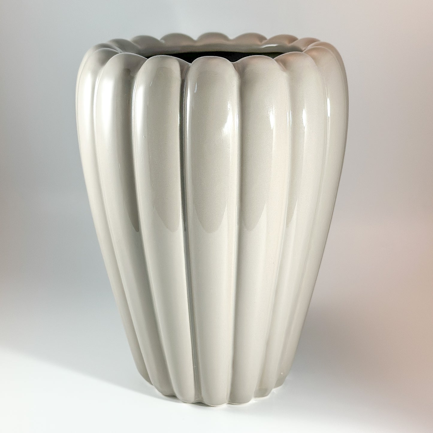 Vase Topf "Silo" Keramik glänzend grau hoch