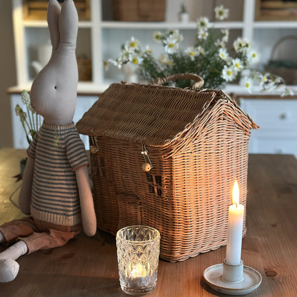 Korb Aufbewahrung mit Henkel "House" Rattan Natur 35cm