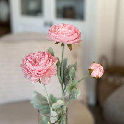 Blume Stiel Ranunkel "Emelie" künstlich 2 Farben 50cm