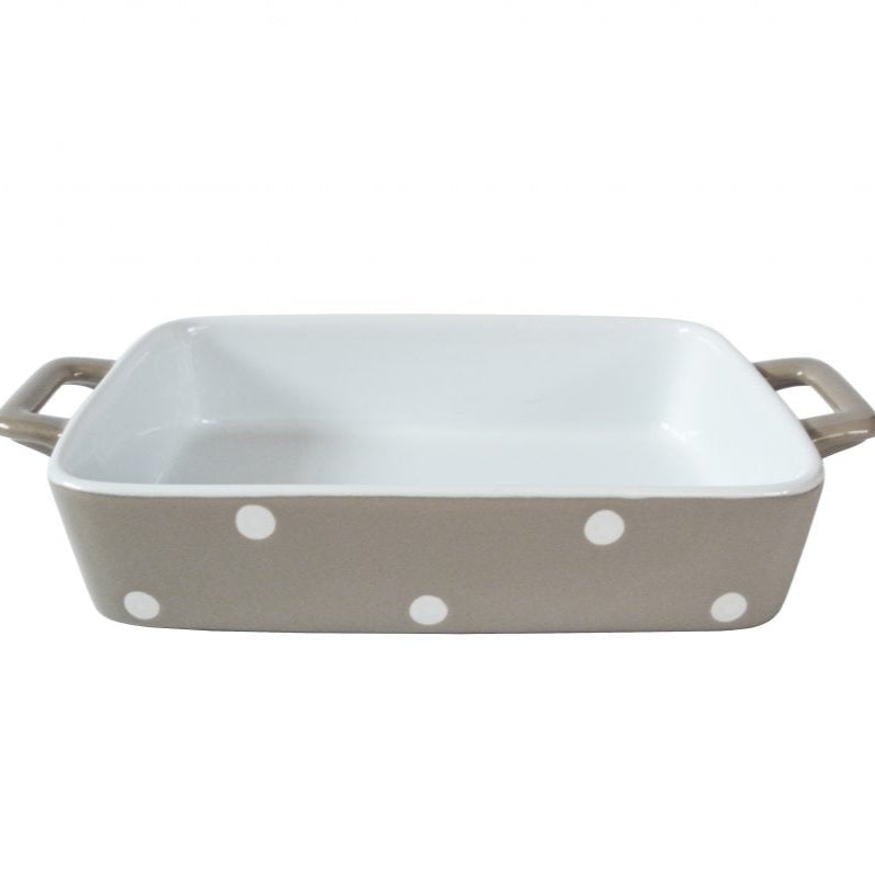 Auflaufform Backen Schale "Polka Dots" Keramik rechteckig Grau 30cm