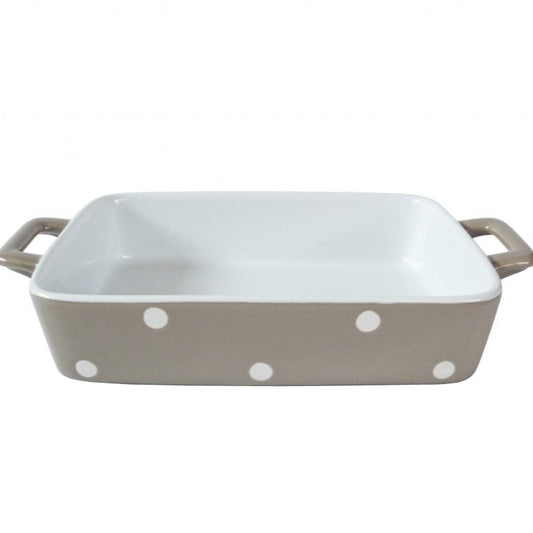 Auflaufform Backen Schale "Polka Dots" Keramik rechteckig Grau 30cm