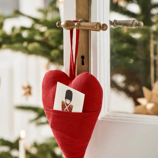 My Nostalgic Christmas Herz mit Tasche auf Vorderseite 2 Farben rot creme