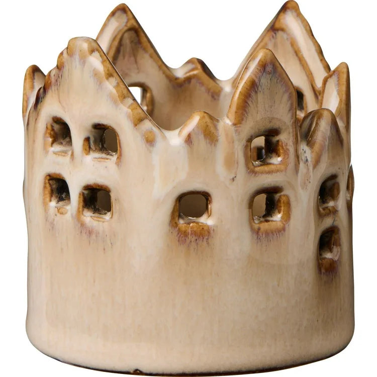 Teelichthalter Haus „Lille Hus“ Keramik glasiert grau 6cm