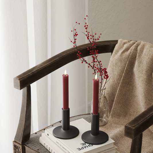 LED Stabkerzen Bordeaux 2,2 x 15cm 2er Set - Wohnen auf dem Land