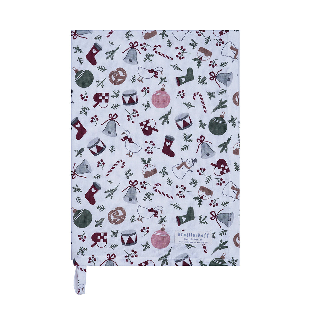 Geschirrtuch "Christmas Allover" Weihnachten Dekor Weiß Grün