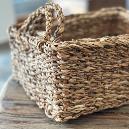 Zwei natürliche Seegras-Körbe "Morella" im 2er Set, handgefertigt, ideal für Dekoration oder Stauraum, von Wohnen auf dem Land.