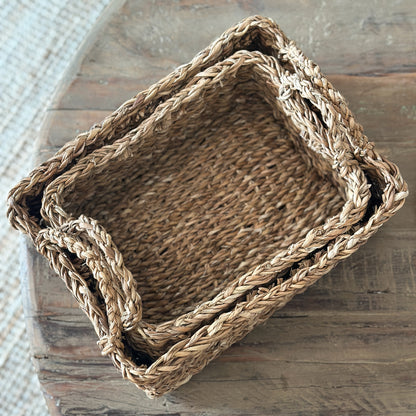 Zwei natürliche Seegras-Körbe "Morella" im 2er Set, handgefertigt, dekorative Korb für Zuhause, von Wohnen auf dem Land