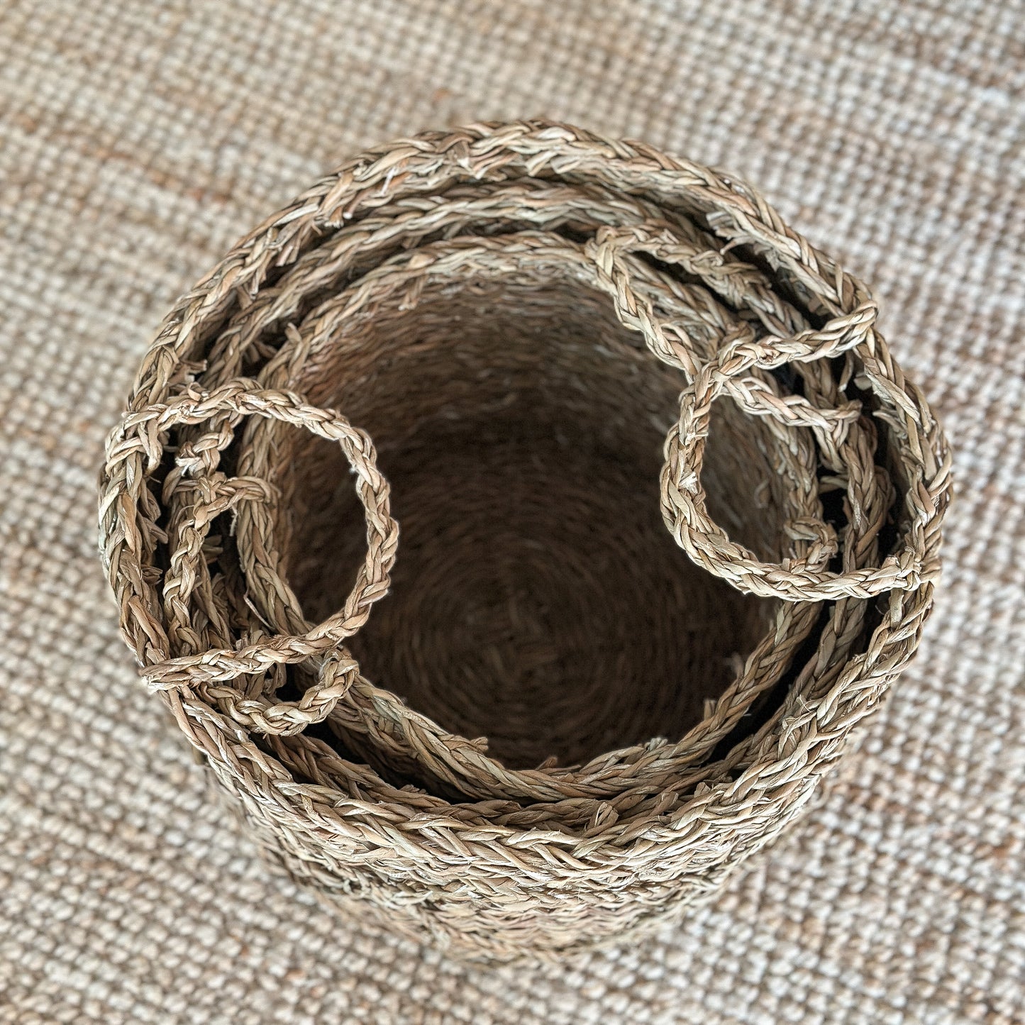 Naturbelassener Seegras-Korb "Krabi" in 3 Größen, handgefertigter Aufbewahrungskorb von Wohnen auf dem Land
