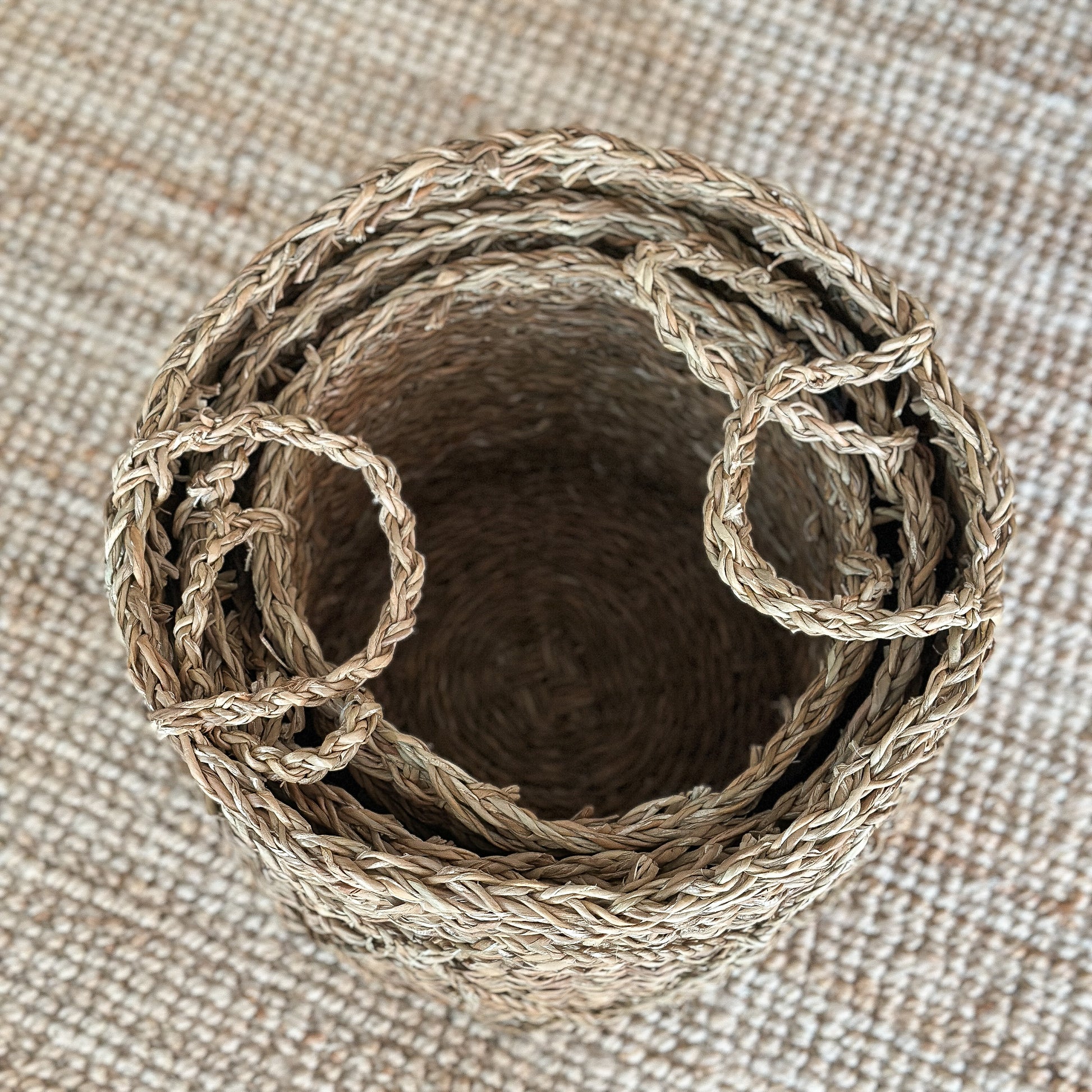 Naturbelassener Seegras-Korb "Krabi" in 3 Größen, handgefertigter Aufbewahrungskorb von Wohnen auf dem Land