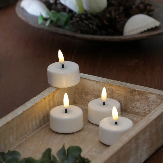 LED Teelichter Minibox Weiß 3,5cm 4er Set