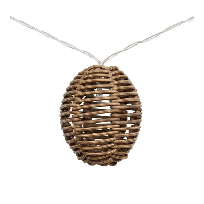 Außen-Lichterkette mit Timer, 180cm Polyrattan Natur, schwarz, für Garten und Terrasse, von Wohnen auf dem Land