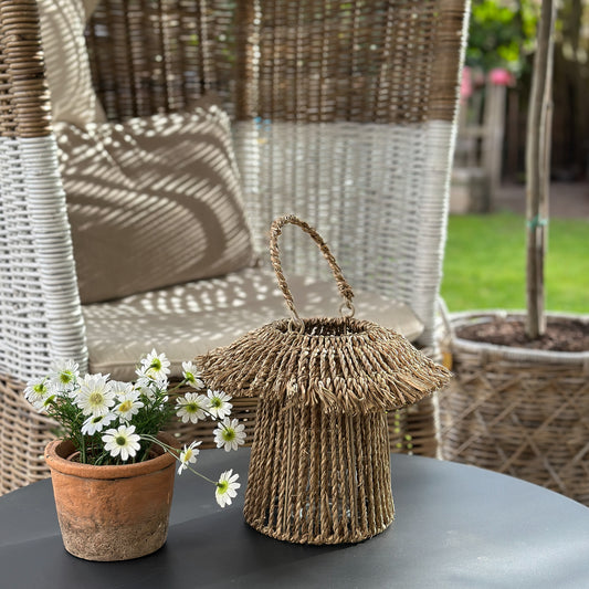 Helle Windlicht Laterne "Tropic" Natur von Wohnen auf dem Land, 33 cm hoch, aus robustem Material, ideal für gemütliche Beleuchtung