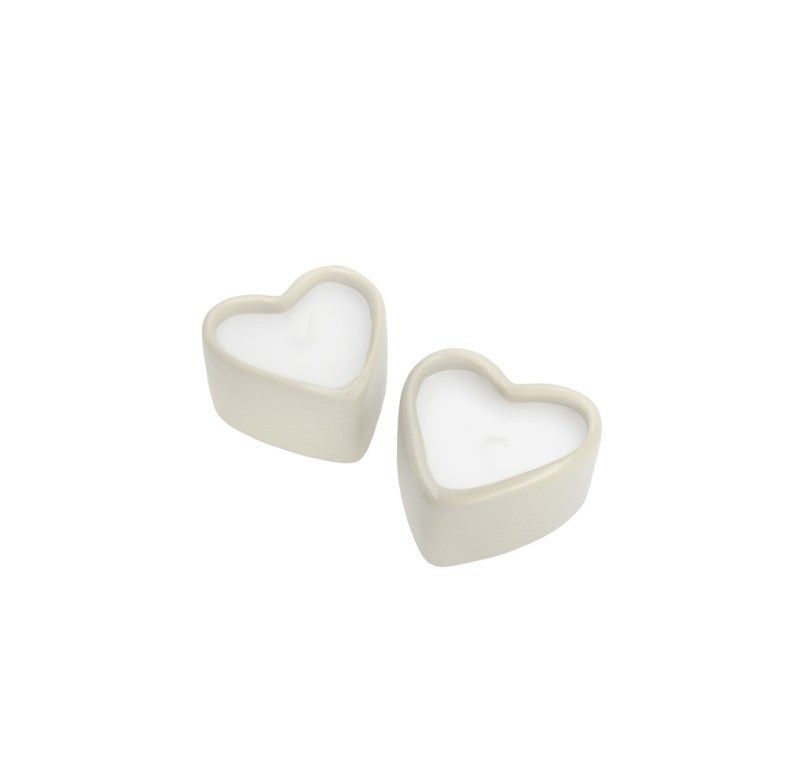 Kerzen Geschenk Set Herz "Hanne" Creme 2er Set