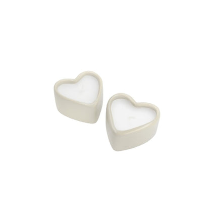 Kerzen Geschenk Set Herz "Hanne" Creme 2er Set